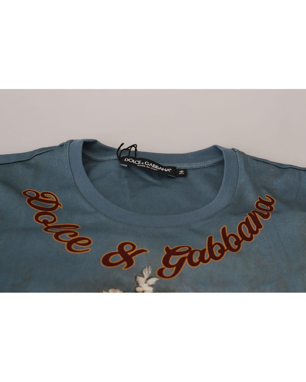 Dolce & Gabbana Blue Dg Logo Angel Printed Shirt Top Cotton