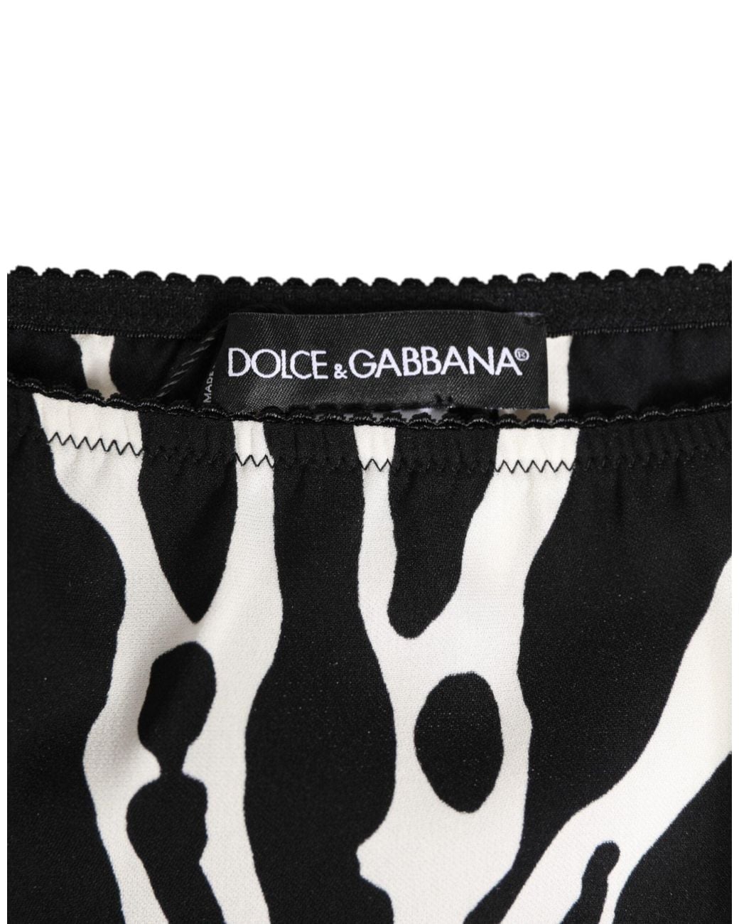 Dolce & Gabbana Black Zebra Print Slip Briefs Underwear Silk Clothing