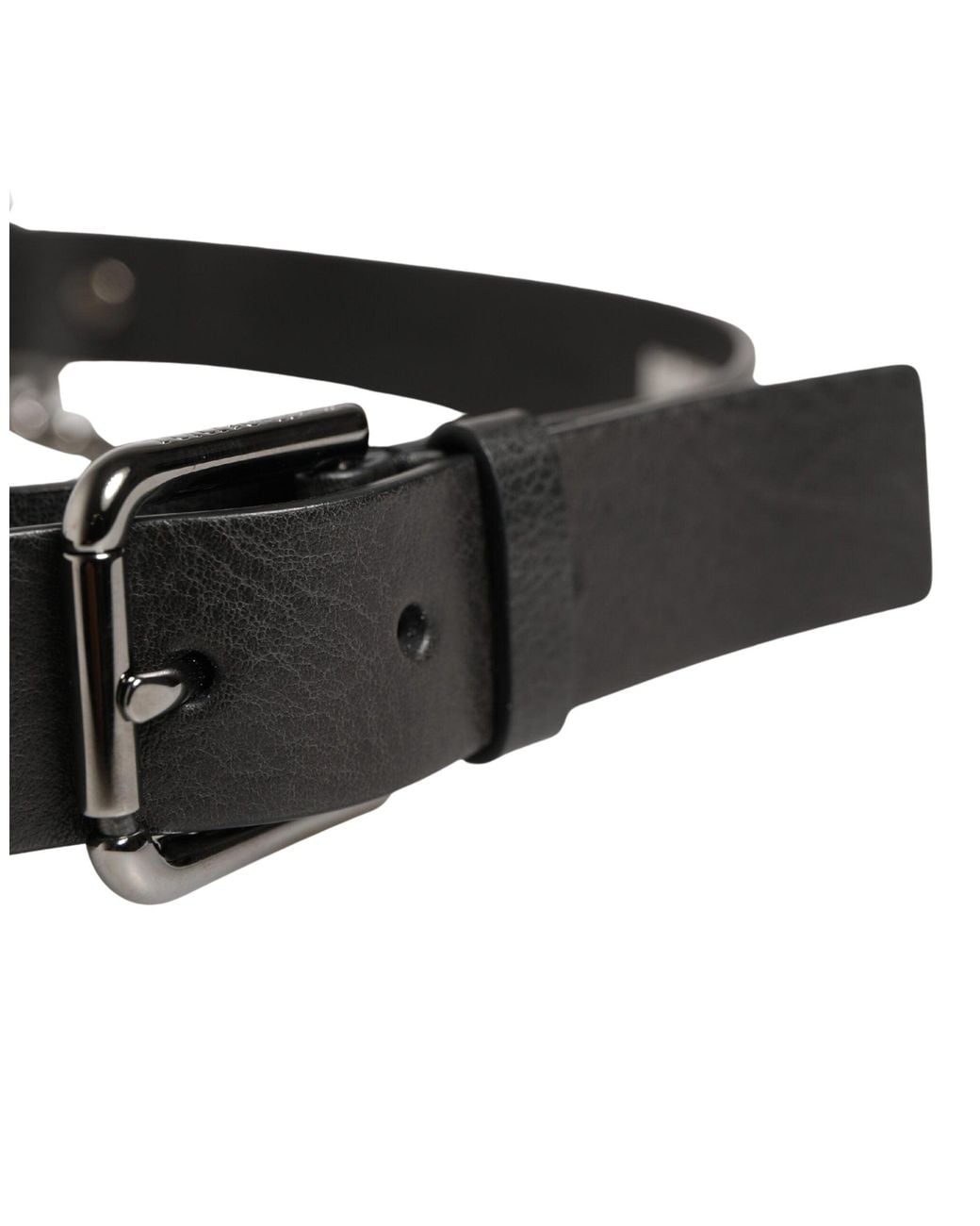 Dolce & Gabbana White Black Leather Silver Chain Waist Men Belt for men