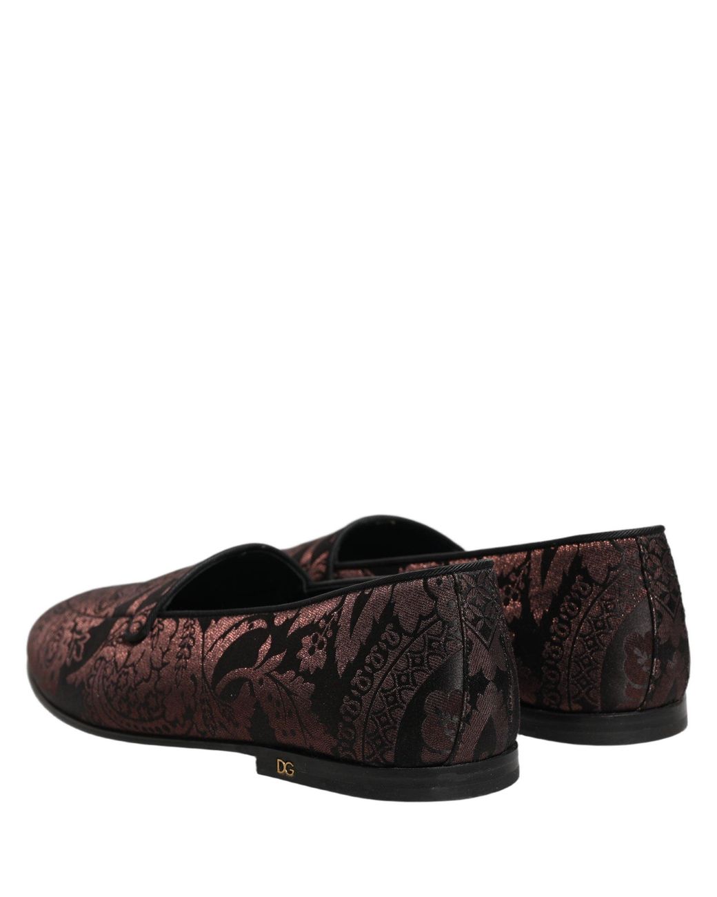 Dolce & Gabbana Multicolor Maroon Jacquard Leather Slip On Loafers Shoes for men