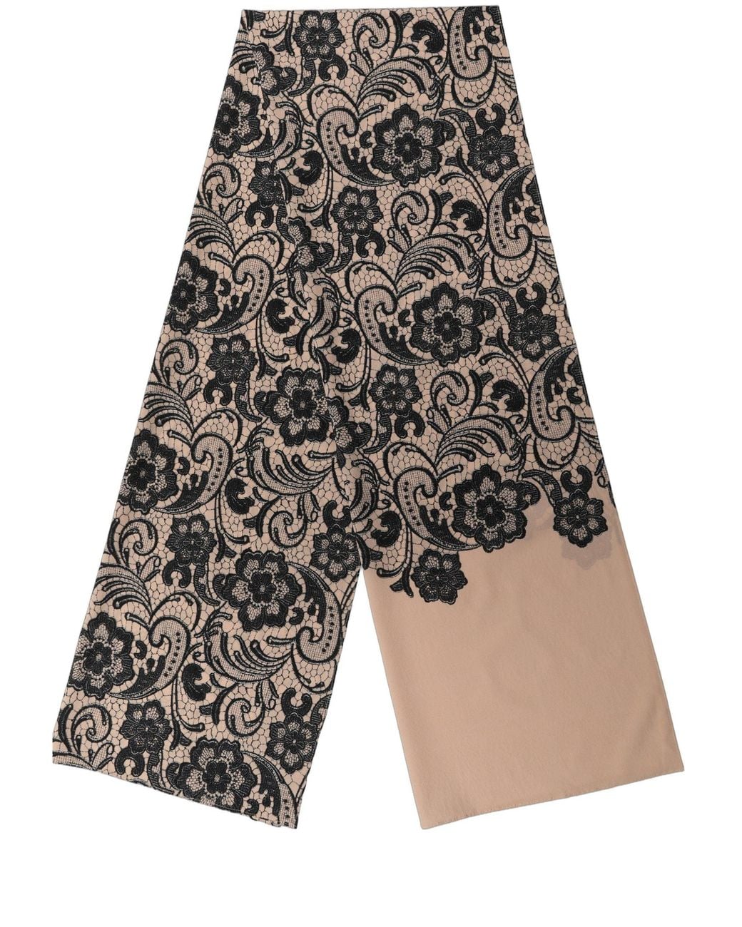 Dolce & Gabbana Multicolor Black Beige Floral Lace Silk Neck Shawl Scarf
