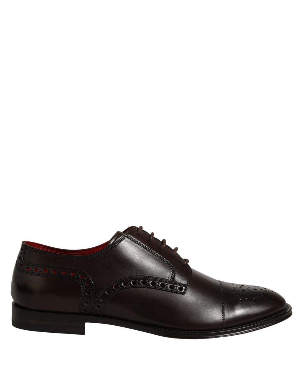 Dolce & Gabbana Black Maroon Calfskin Leather Derby Men Dress Shoes for men