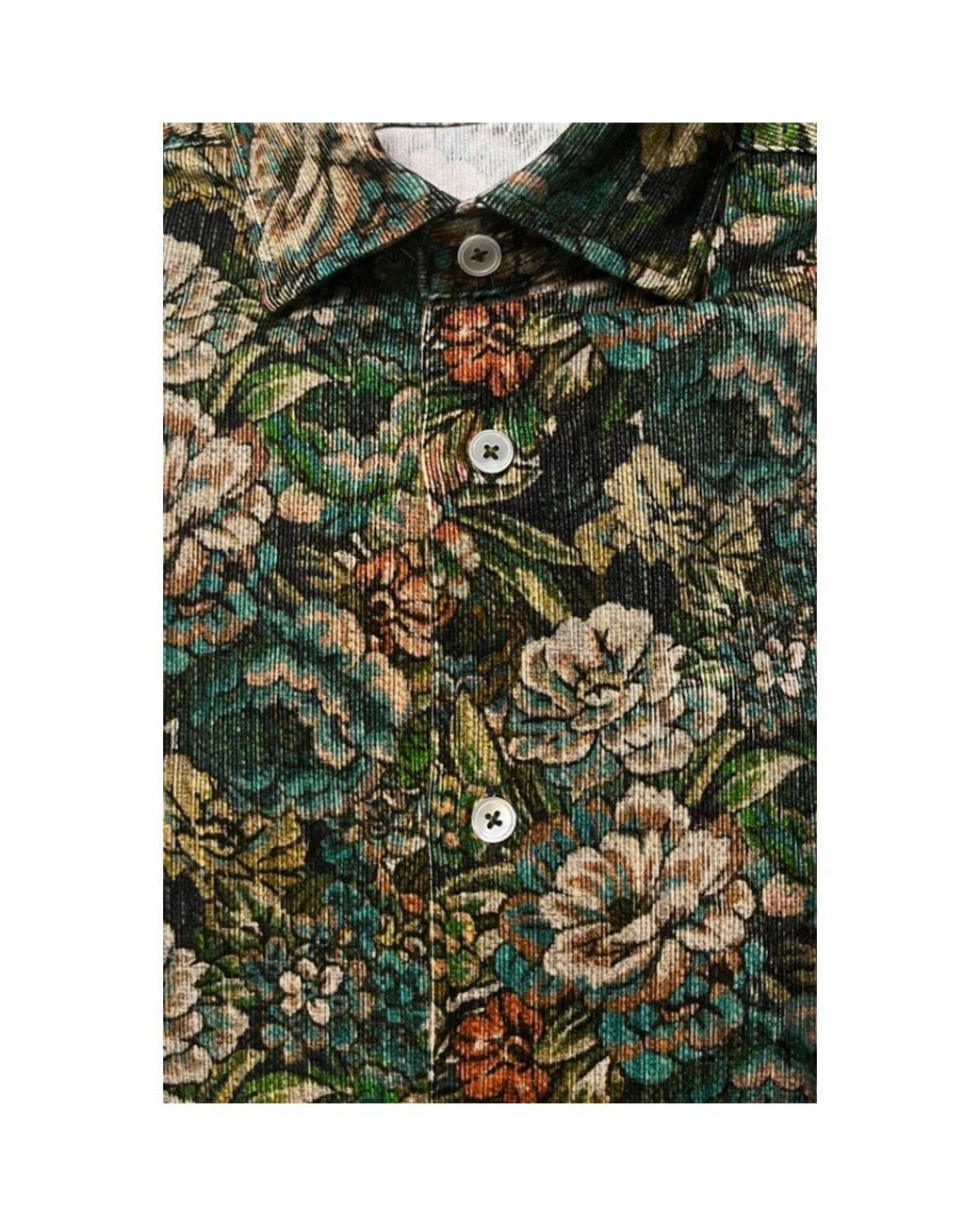 Bagutta Green Cotton Shirt for men