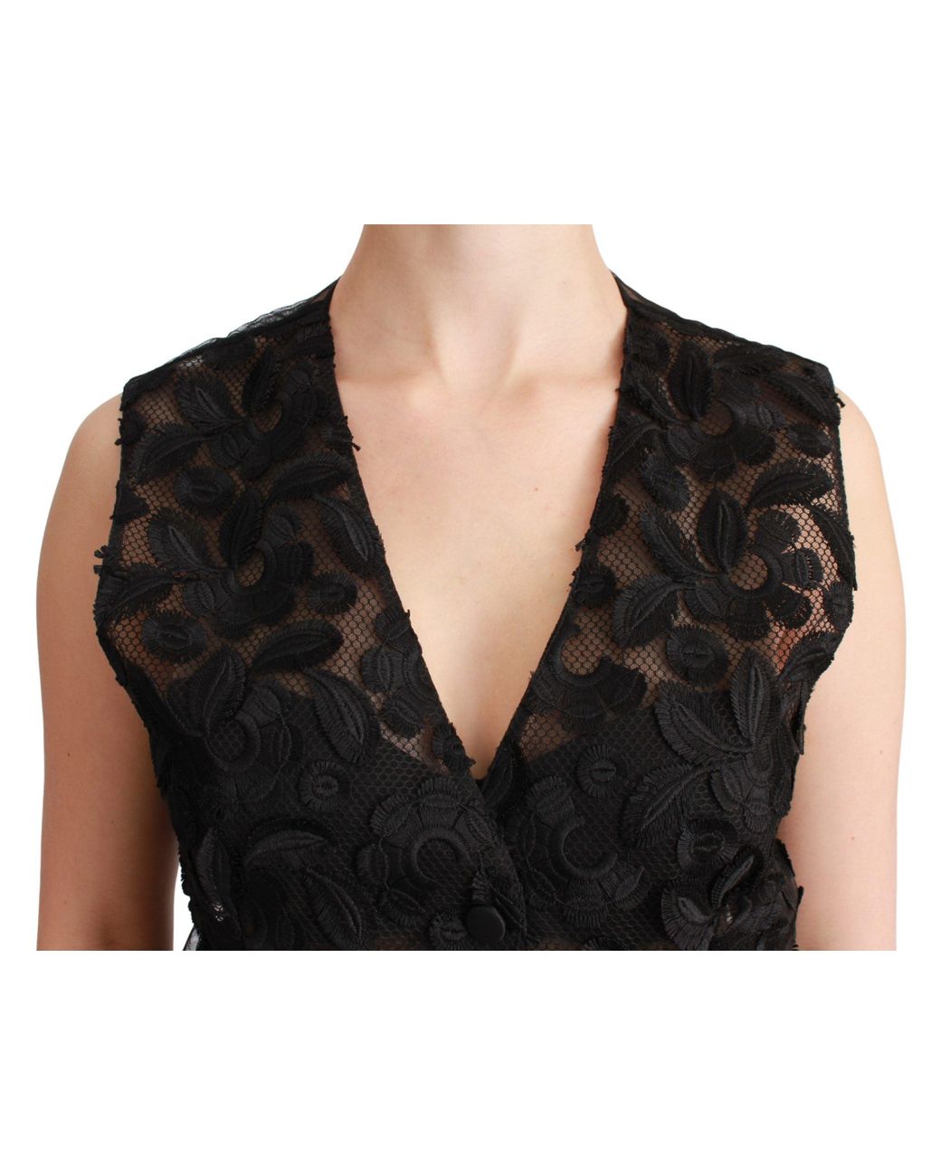 Dolce & Gabbana Black Floral Brocade Top Gilet Waistcoat