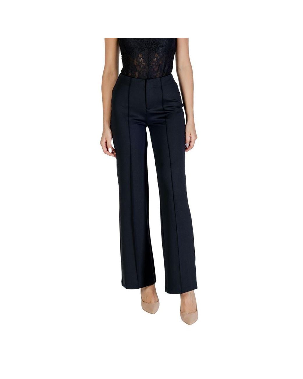 Guess Black Polyamide Flared Pants in Blue | Lyst UK
