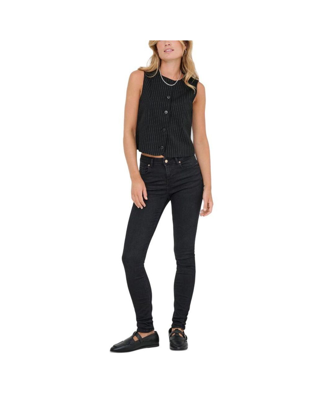 ONLY Black Recycled Polyester Waistcoat