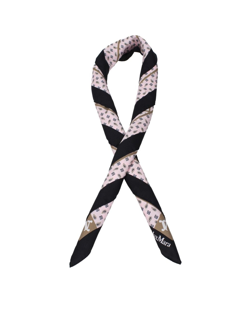 Max Mara Black Pink Silk Foulard