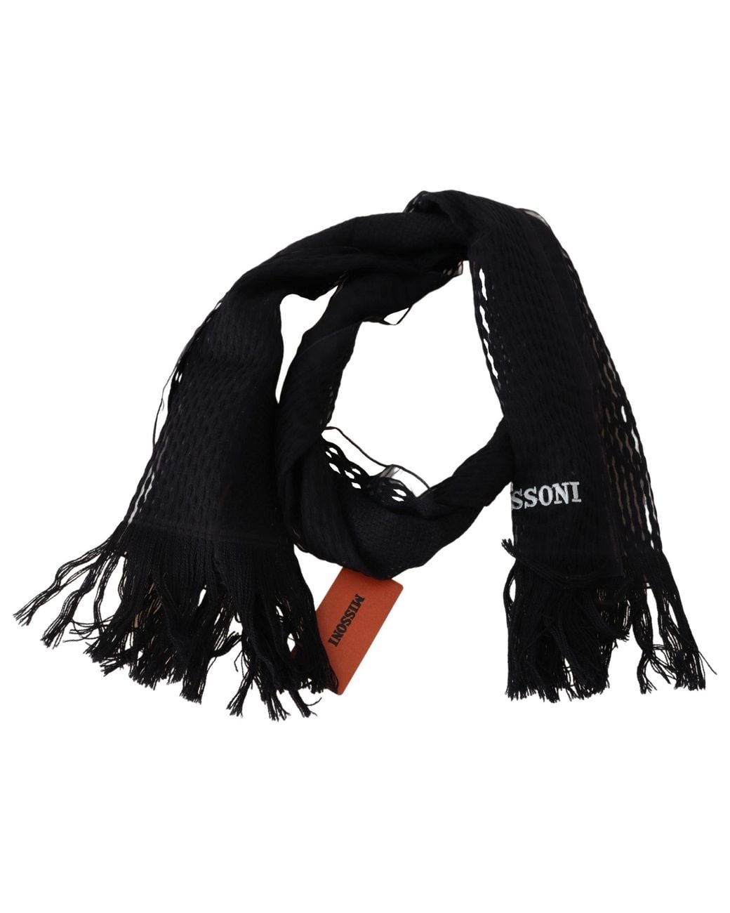 Missoni Black Wool Neck Warmer Wrap Scarf for men