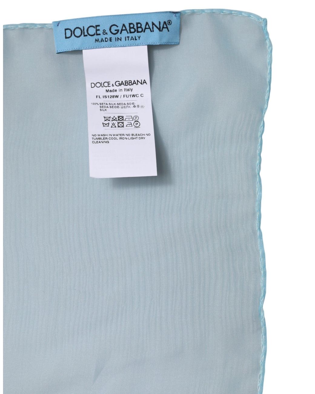 Dolce & Gabbana Blue Silk Rectangle Wrap Shawl Scarf