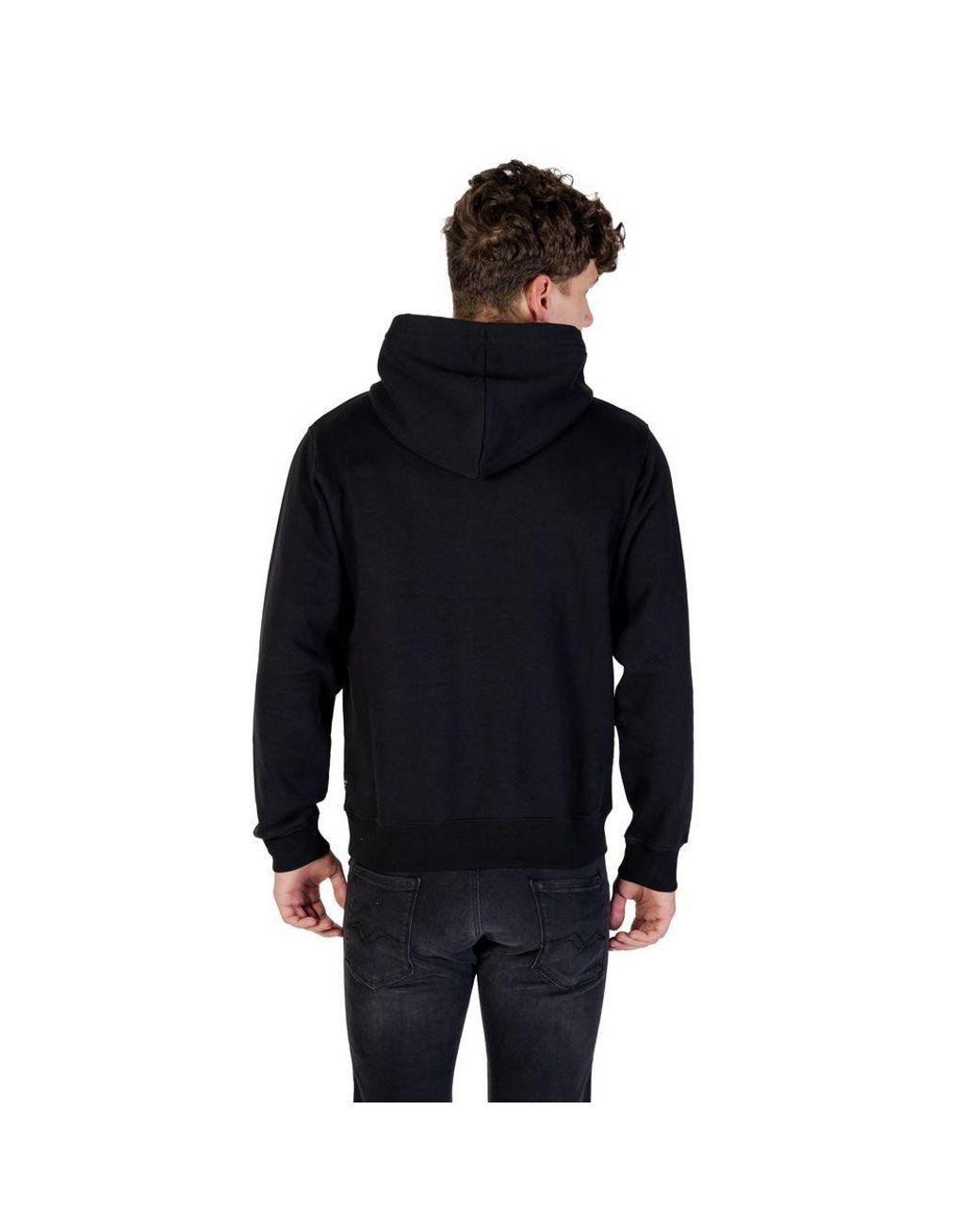 Replay Black Cotton Hoodie for men