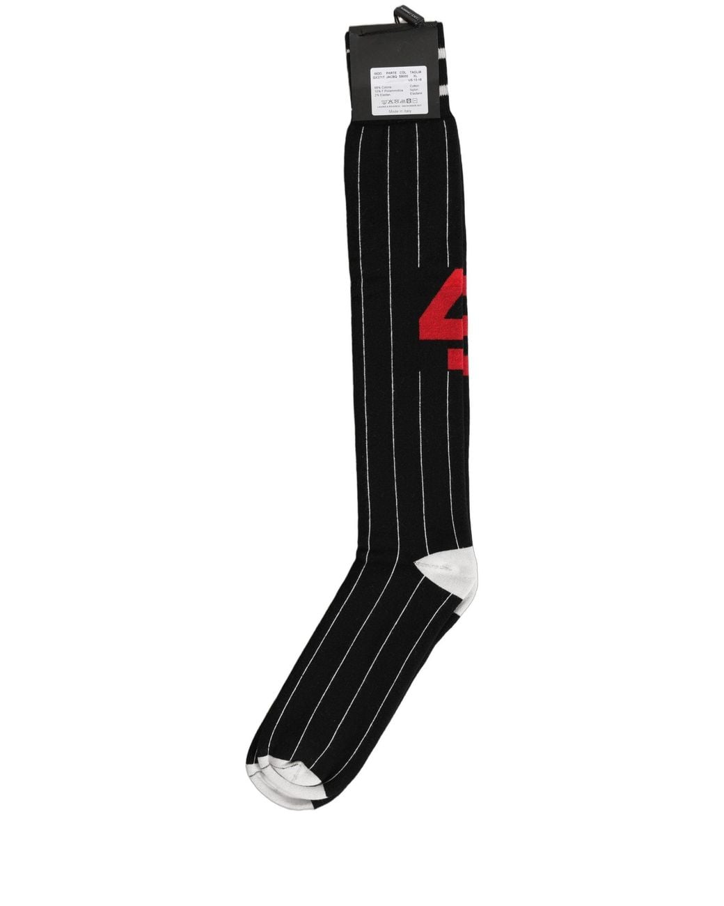 Dolce & Gabbana Red Men Black Pinstripe Logo Knee High Accessory Socks for men