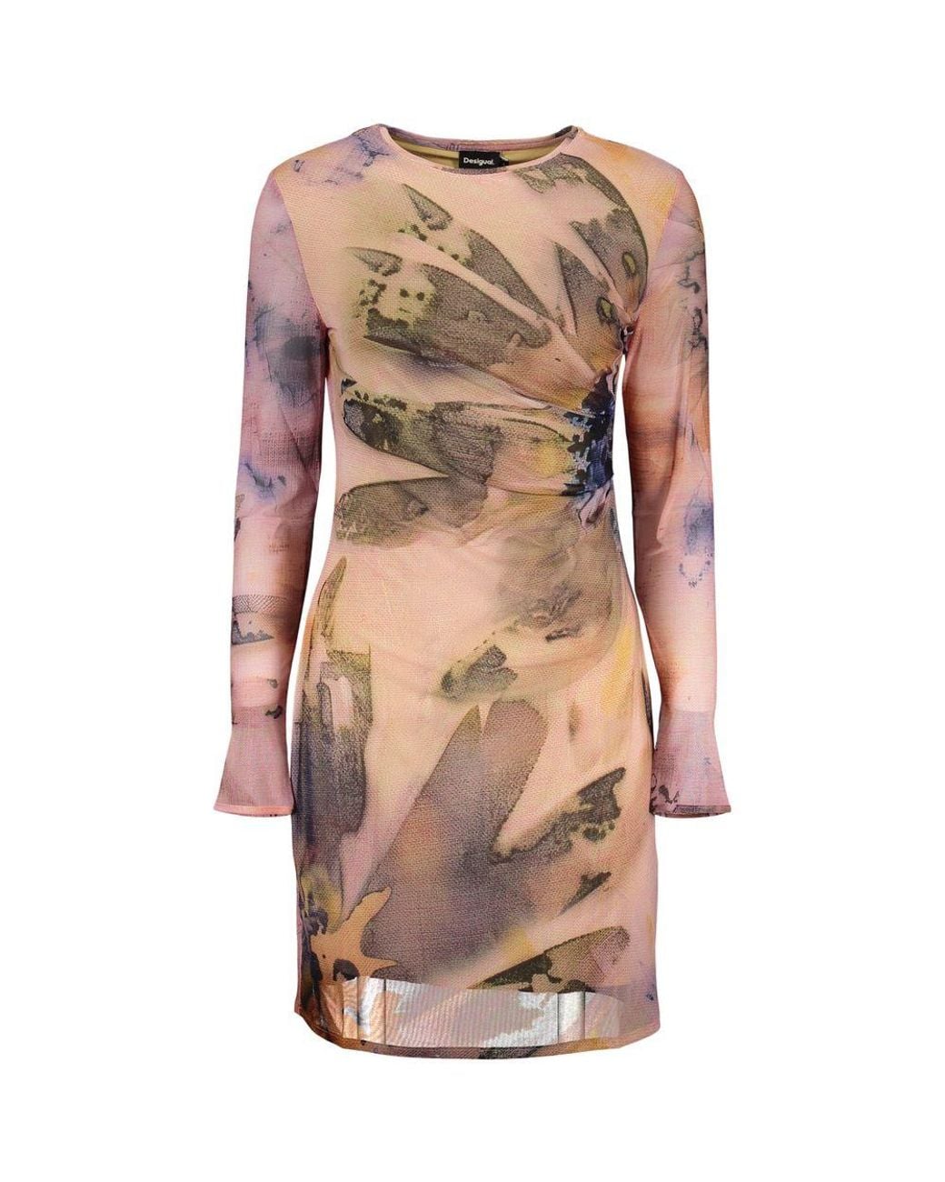 Desigual Brown Pink Polyester 's Dress