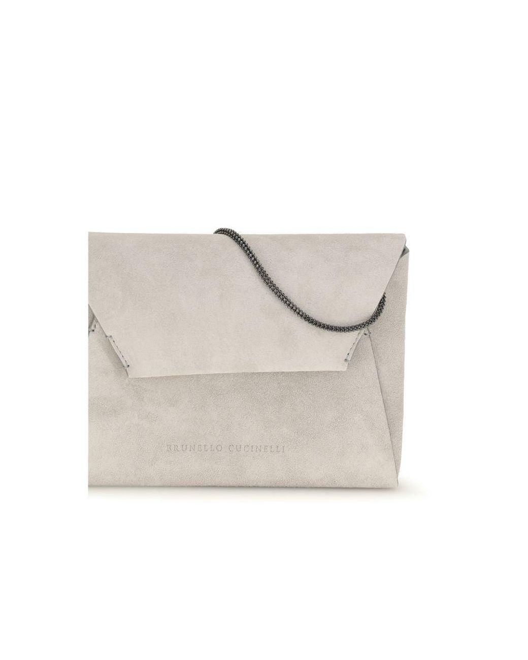 Brunello Cucinelli Gray Calf Leather Bos Taurus Shoulder Bag