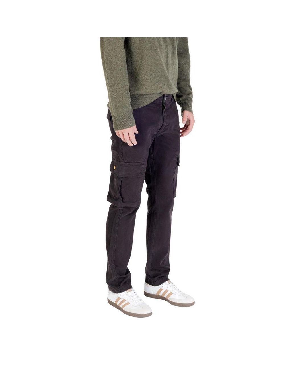 Lyle & Scott Blue Black Cotton Cargo Pants for men