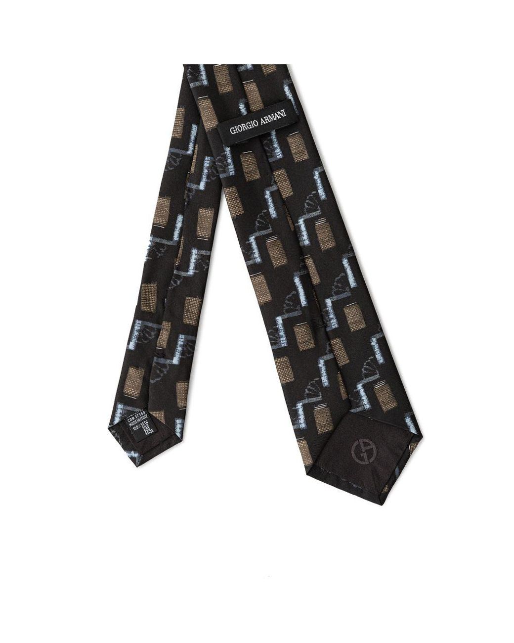 Giorgio Armani Black Geometric Pattern Silk Necktie for men