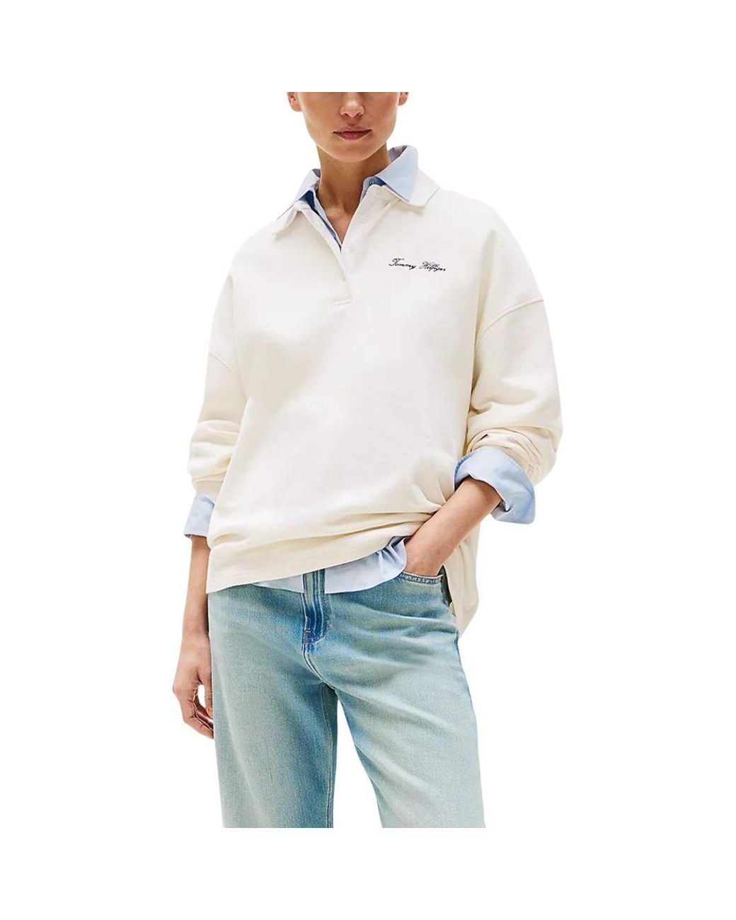 Tommy Hilfiger White Beige Polyamide Sweatshirt