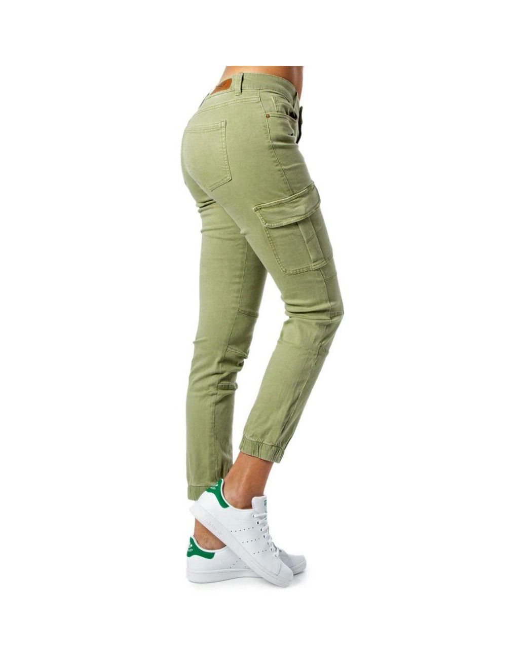 ONLY Green Bicolor Cotton Cargo Pants
