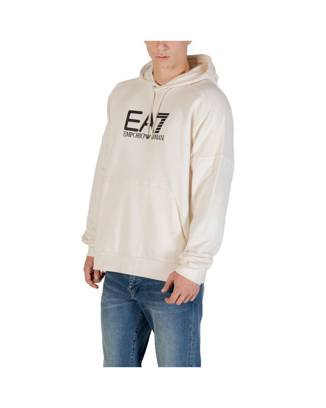 EA7 Black And White Cotton Hoodie for men