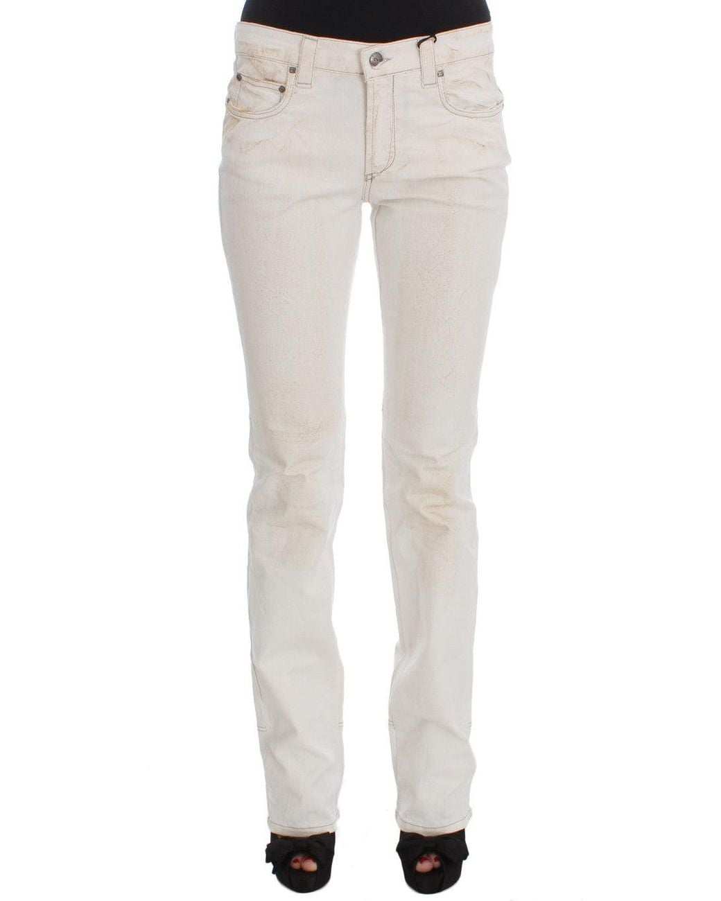 CoSTUME NATIONAL White Cotton Slim Fit Bootcut Jeans