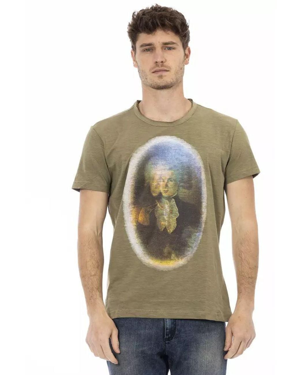 TRUSSARDI ACTION Green Cotton T-Shirt for men