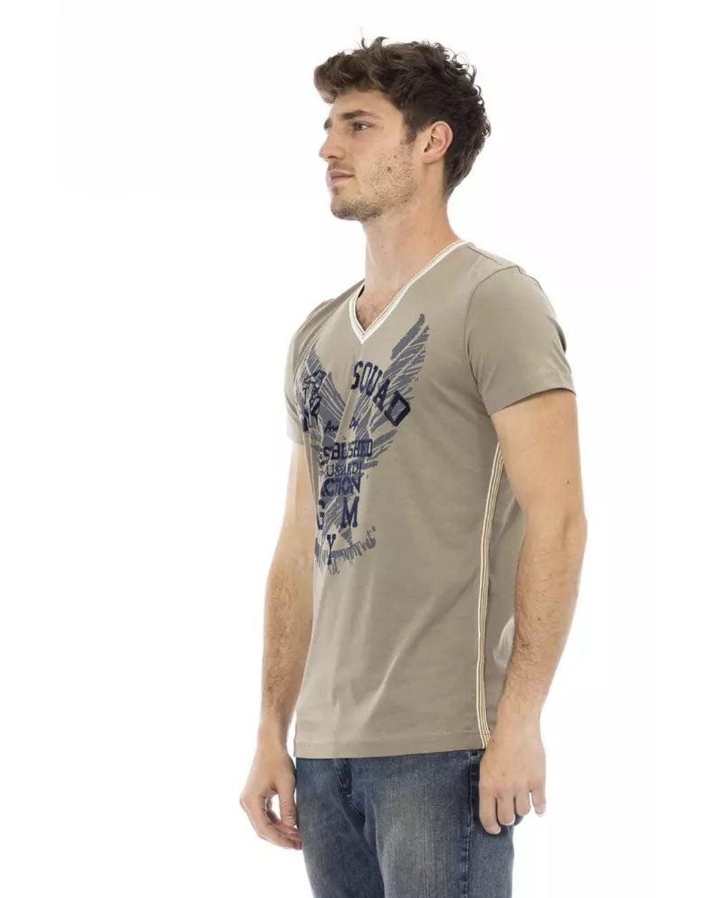 TRUSSARDI ACTION Gray Green Cotton Men T for men