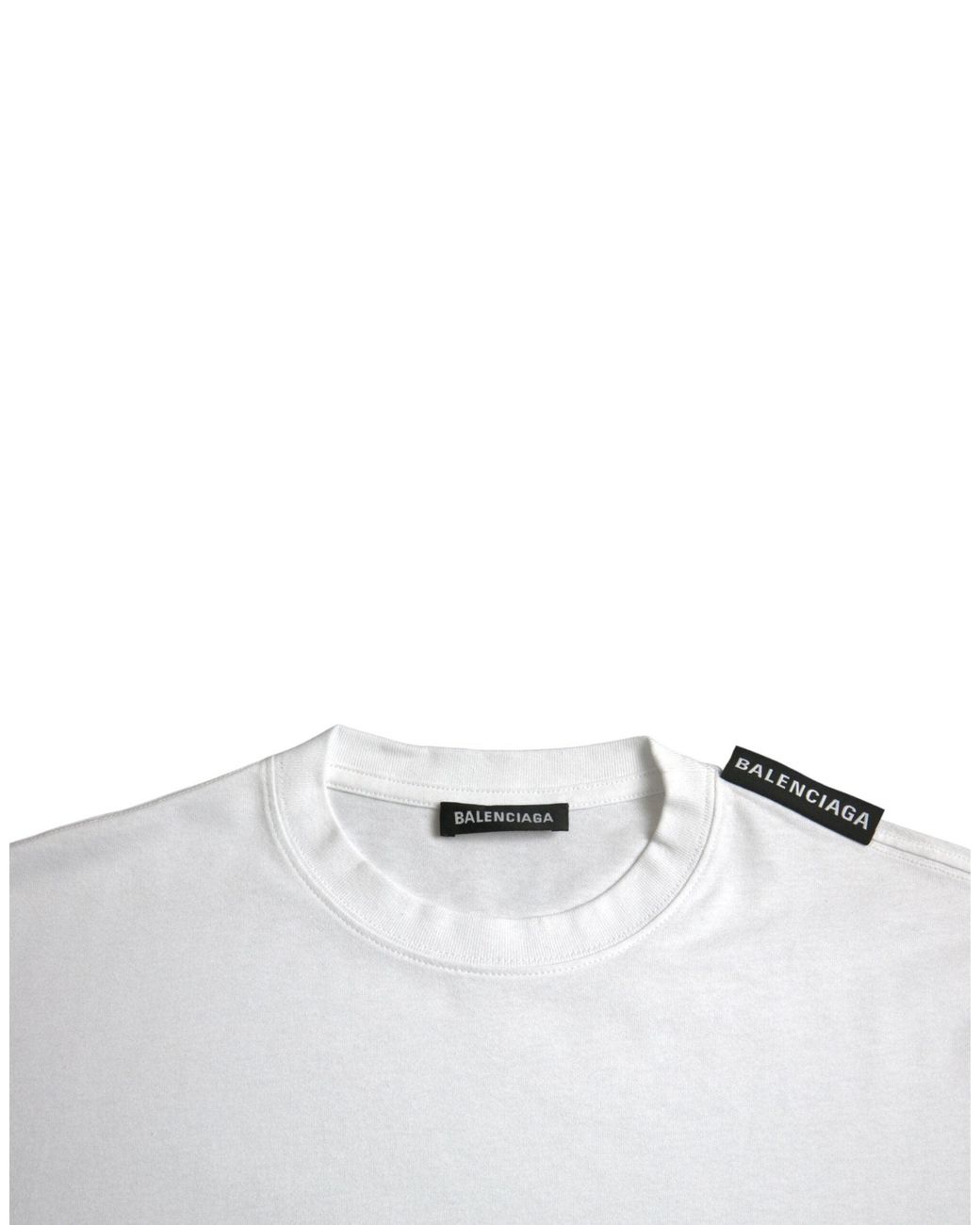 Balenciaga White Off Cotton Jersey Round Neck T-Shirt for men