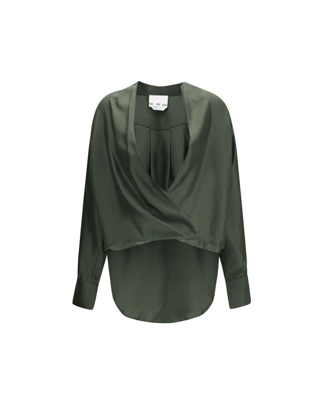 Sa Su Phi Green Bicolor Silk Blouse