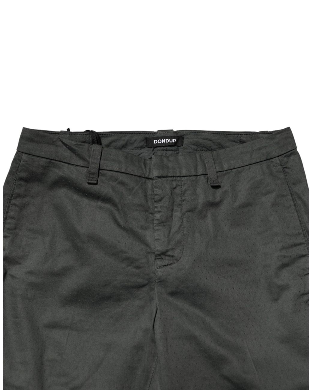 Dondup Black Dark Gray Cotton Mid Waist Skinny Men Chino Trouser Pants for men
