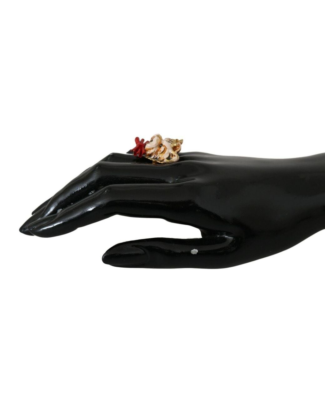 Dolce & Gabbana Black Brass Resin Dog Pet Branded Accessory Ring