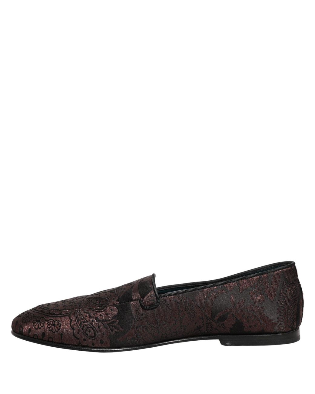 Dolce & Gabbana Multicolor Maroon Jacquard Leather Slip On Loafers Shoes for men