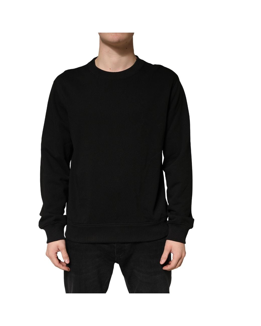Dolce & Gabbana Black Sweater Cotton Crewneck Sweatshirt Clothing for men