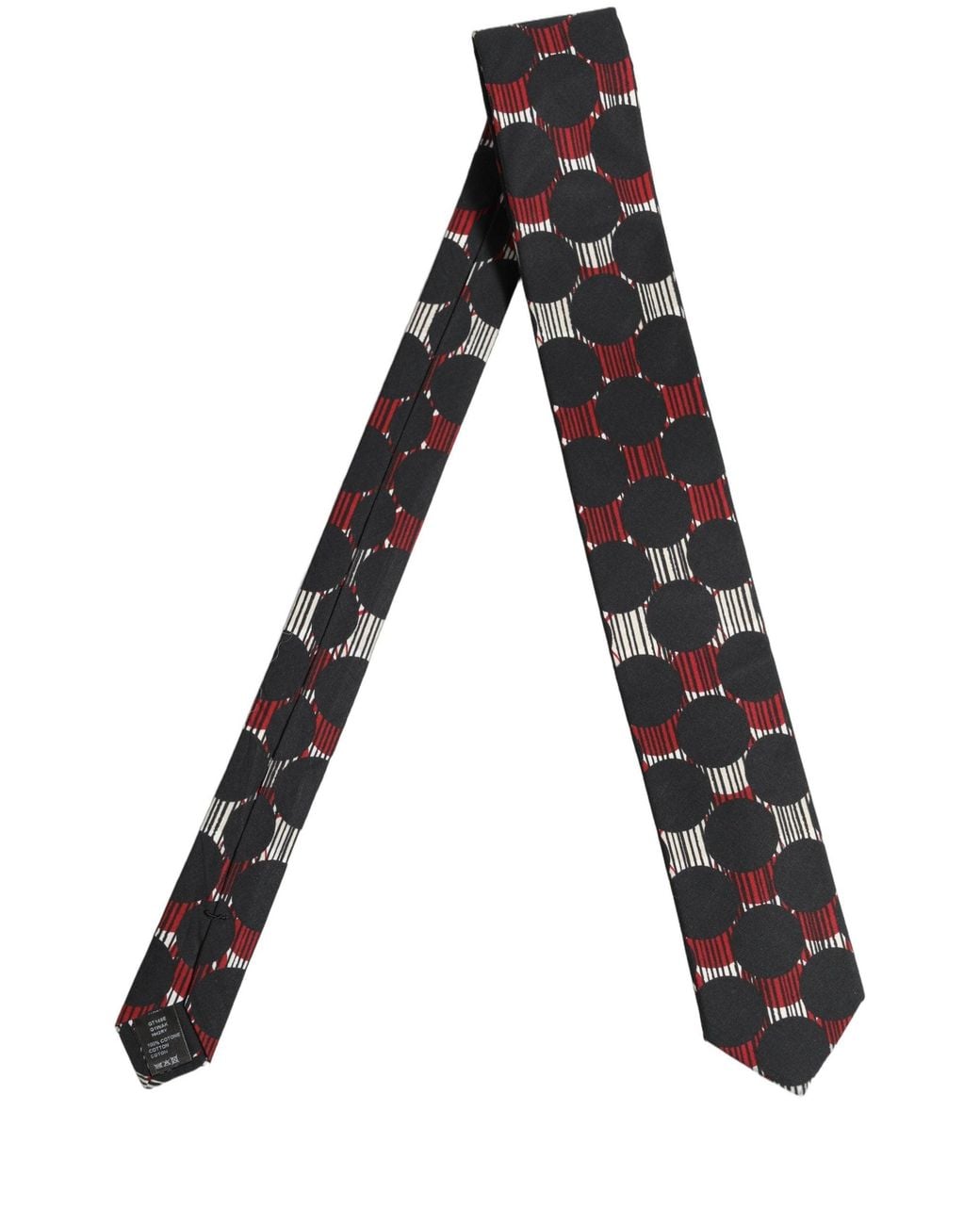 Dolce & Gabbana Black Multicolor Cotton Geometric Adjustable Tied Necktie Tie for men