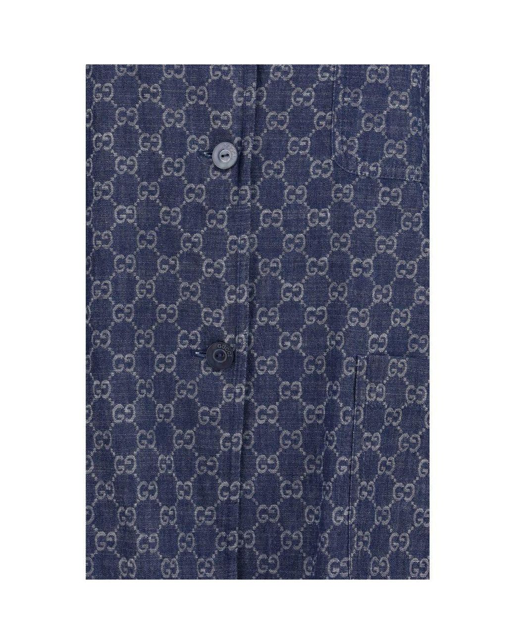 Gucci Blue Gucci Gg Jacquard Cotton Jacket