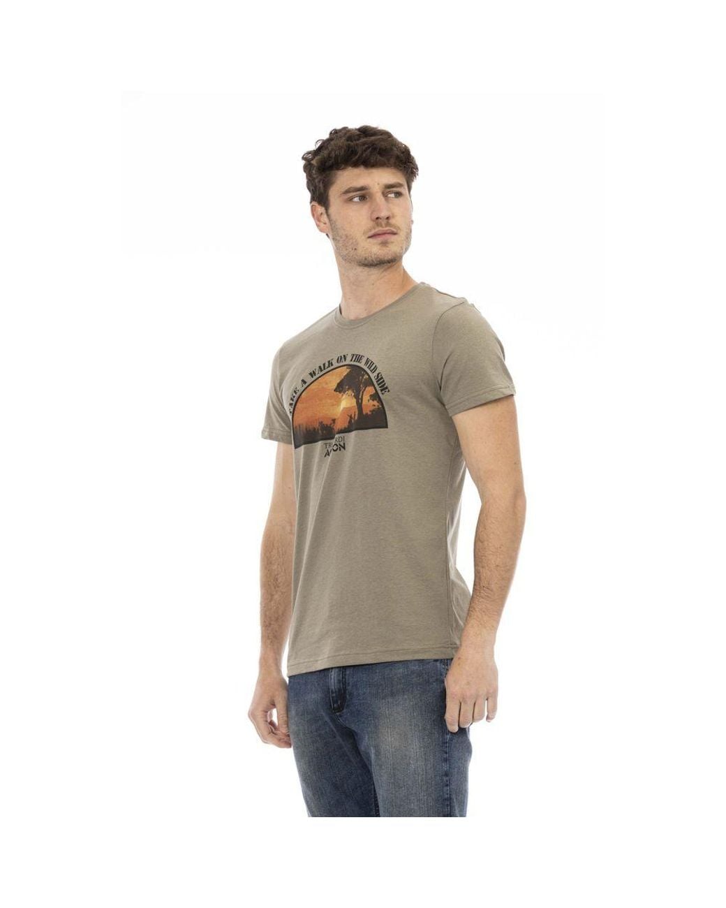 TRUSSARDI ACTION Gray Green Cotton Men T for men