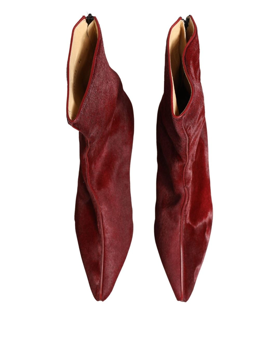 Dolce & Gabbana Red Burgundy Mid Calf Boots Shoes