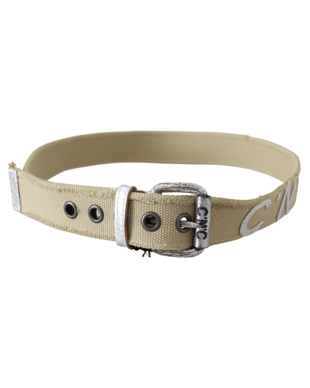 CoSTUME NATIONAL Metallic Cotton Rustic Logo Buckle Belt for men