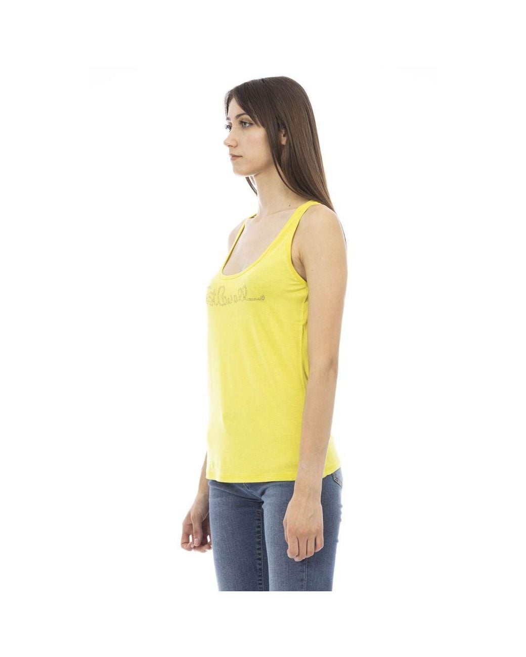 Just Cavalli Yellow Viscose Tank Top