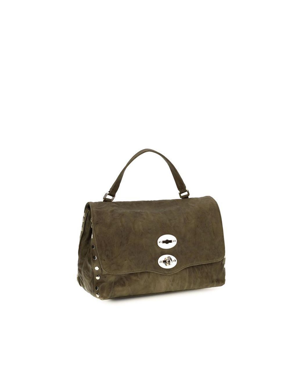 Zanellato Green Brown Suede Leather Handbag