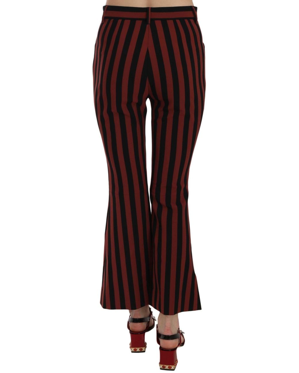 Dolce & Gabbana Black Amaranth Stripe Cropped Flared Pants