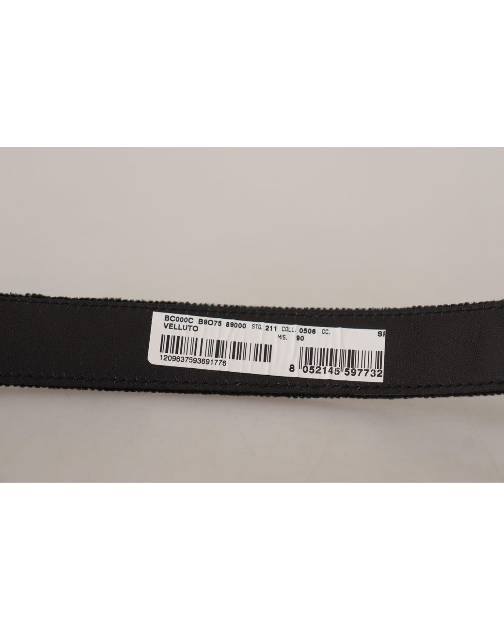 Dolce & Gabbana Black Velvet Classic Logo Engraved Metal Belt for men