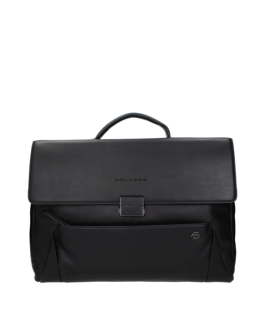 Piquadro Black Leather Business And Laptop Bag for men