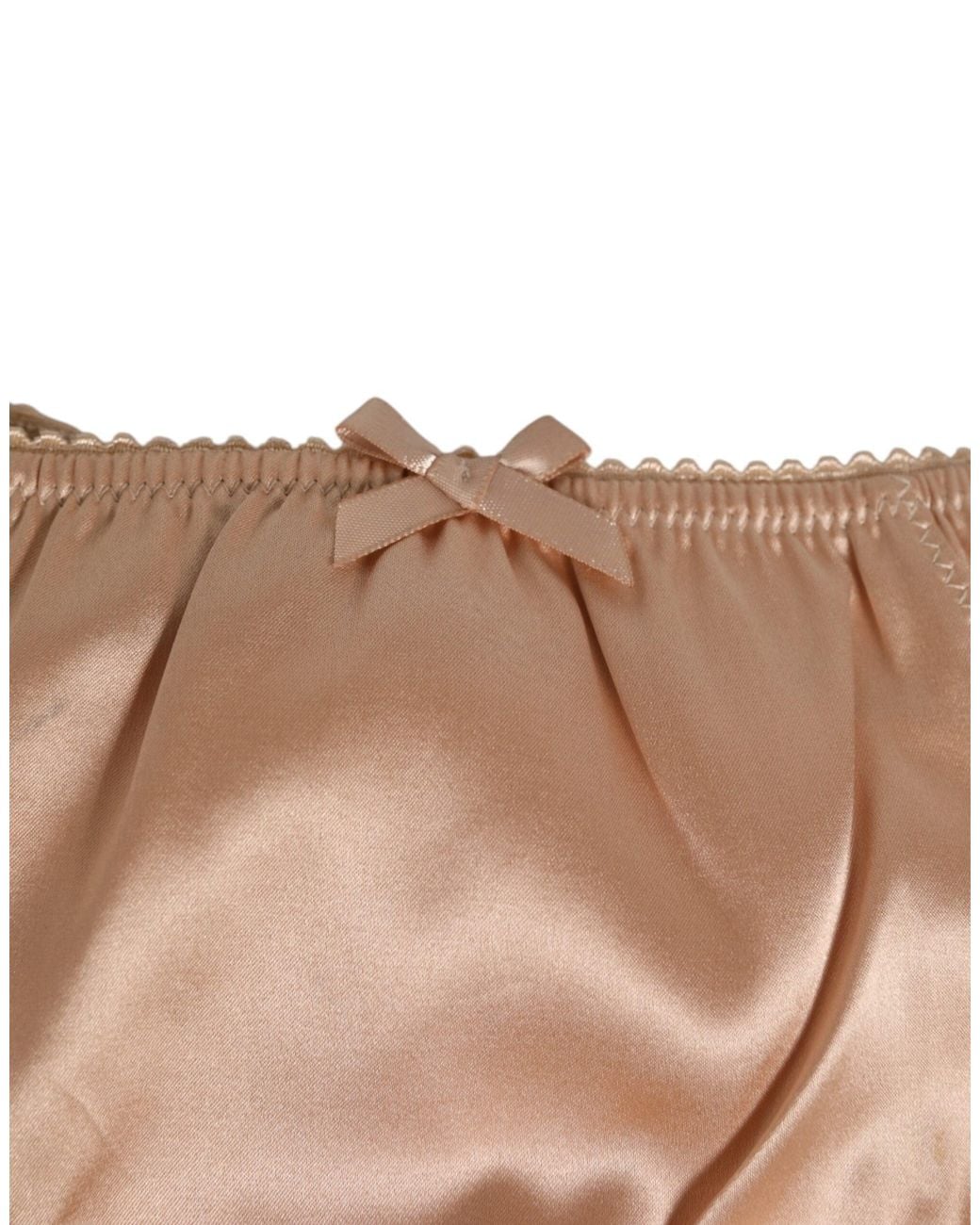 Dolce & Gabbana Natural Silk Satin Bow Lace Trim Underwear Clothing
