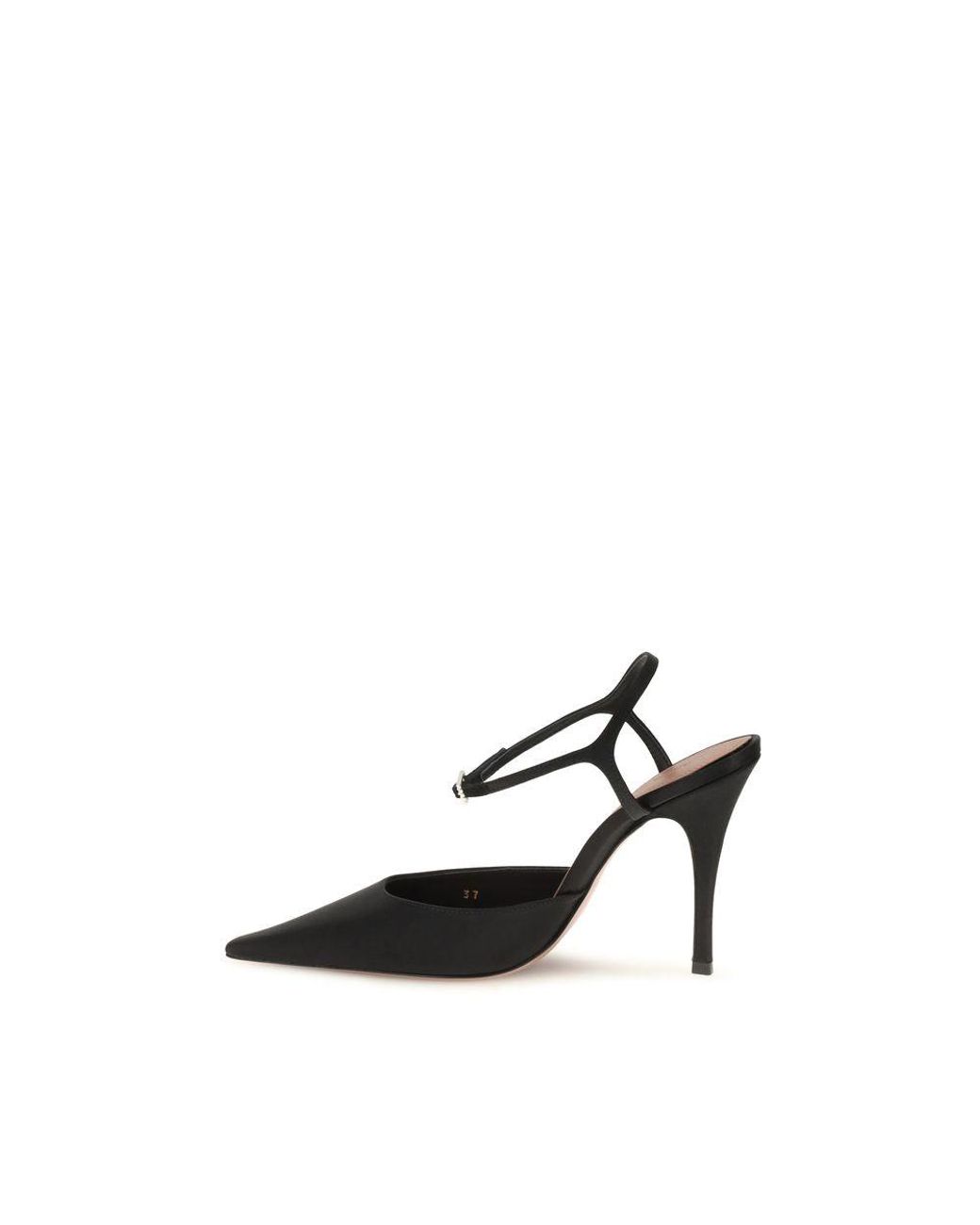 AMINA MUADDI Black Satin High Heel Pumps