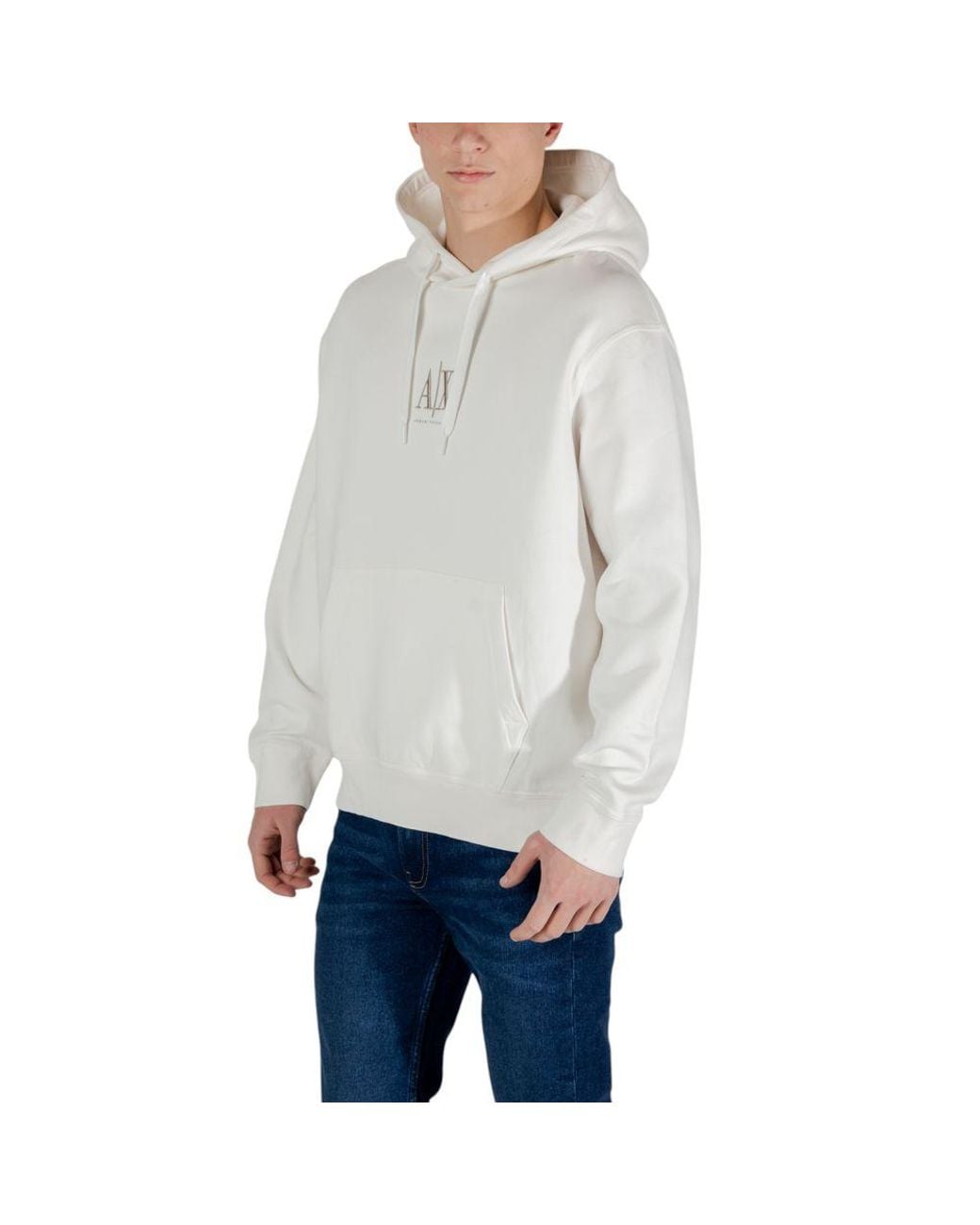 ARMANI EXCHANGE Gray Cream Cotton Hoodie for men
