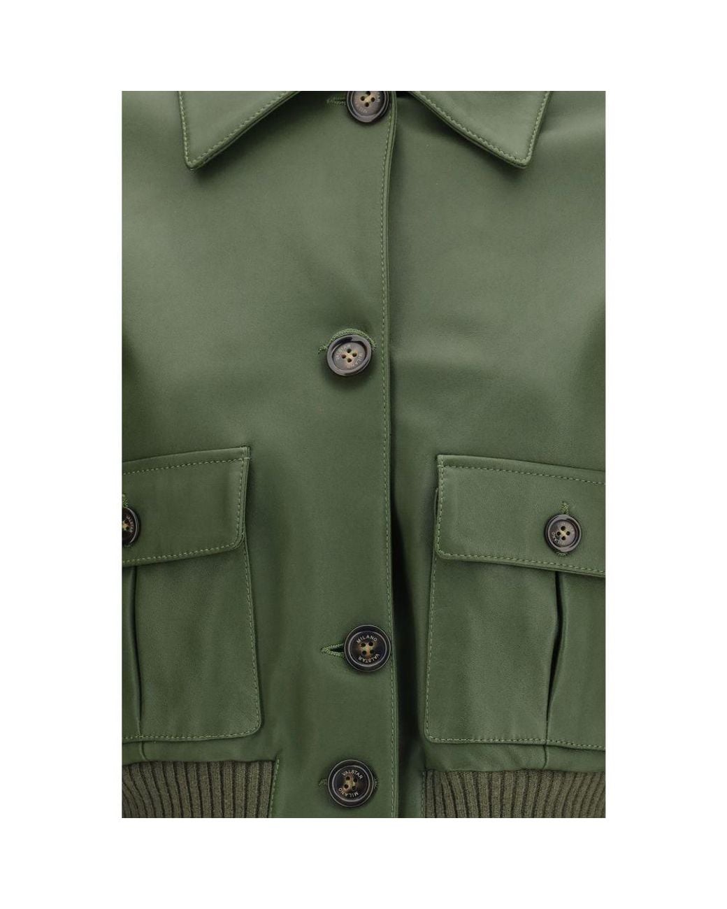 Valstar Green Bicolor Leather Leather Jacket
