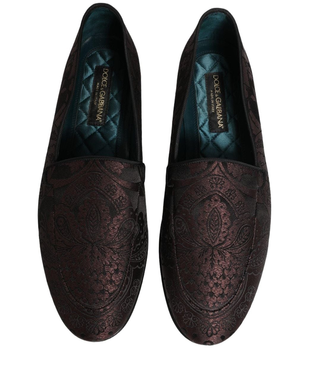 Dolce & Gabbana Multicolor Maroon Jacquard Leather Slip On Loafers Shoes for men