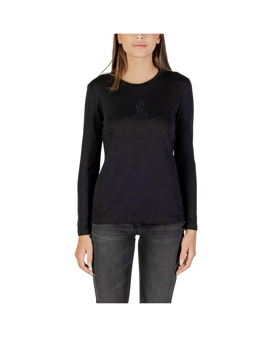 ARMANI EXCHANGE Black Cotton Long Sleeve T
