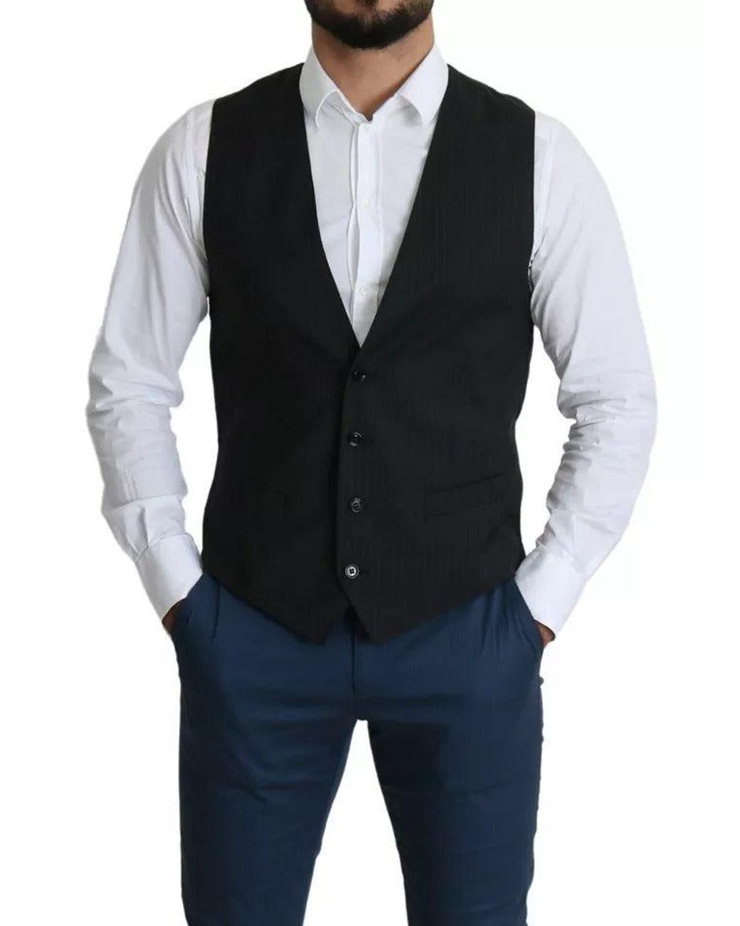 Dolce & Gabbana Black Formal Staff Dress Waistcoat Vest for men