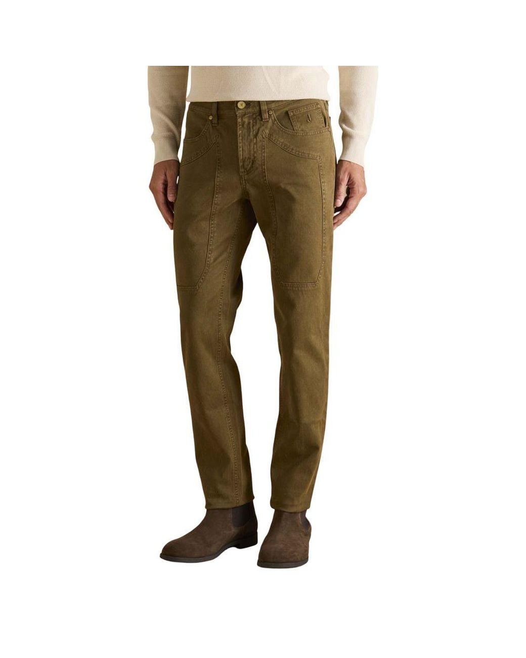 Jeckerson Green Brown Cotton Skinny Jeans for men