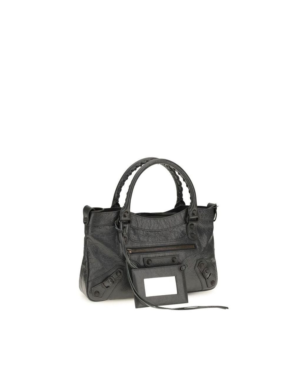 Balenciaga Black Gray Lamb Ovis Aries Shoulder Bag